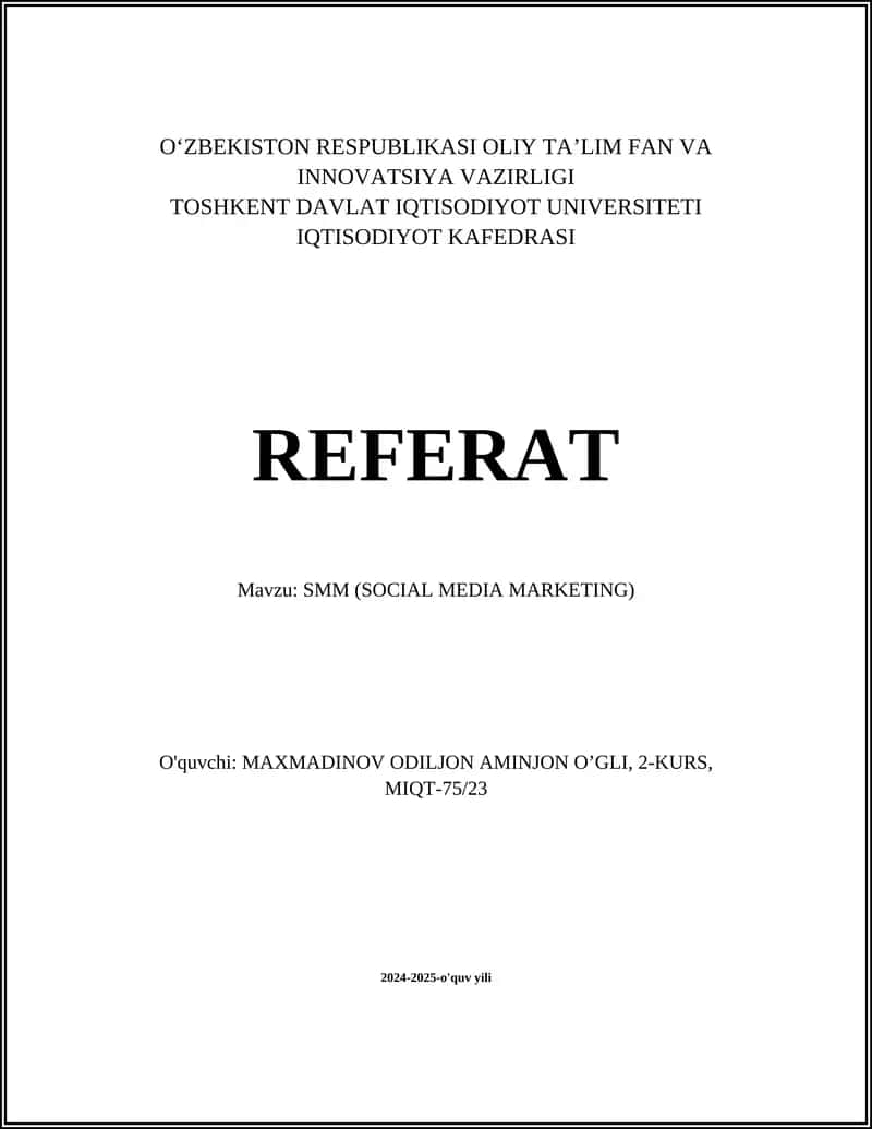 SMM (SOCIAL MEDIA MARKETING) 1