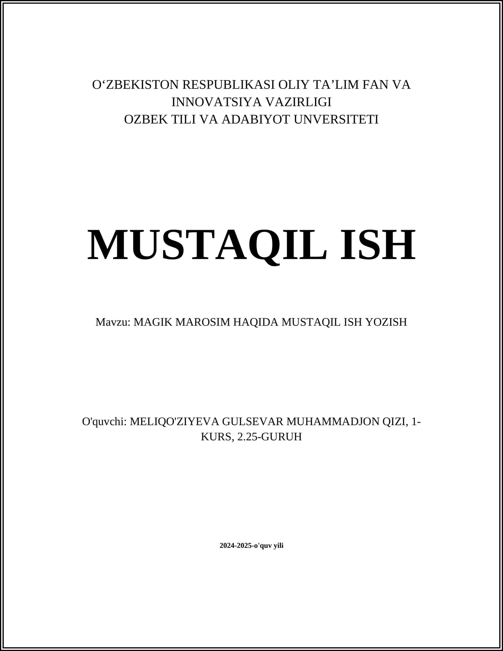MAGIK MAROSIM HAQIDA MUSTAQIL ISH YOZISH 1