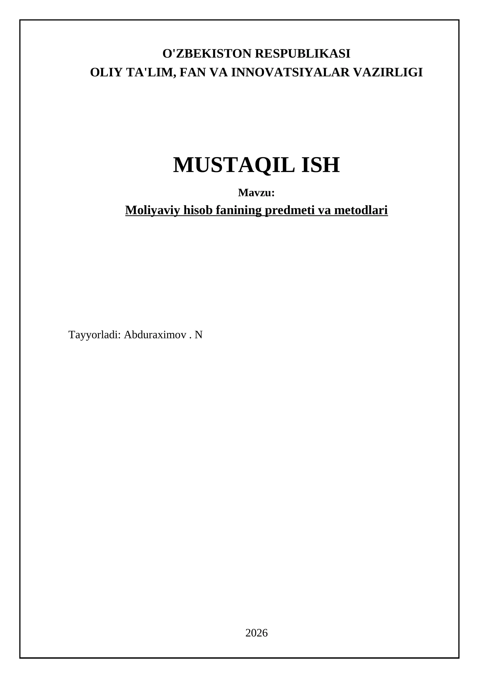 Moliyaviy hisobning ilmiy-nazariy asoslari 1