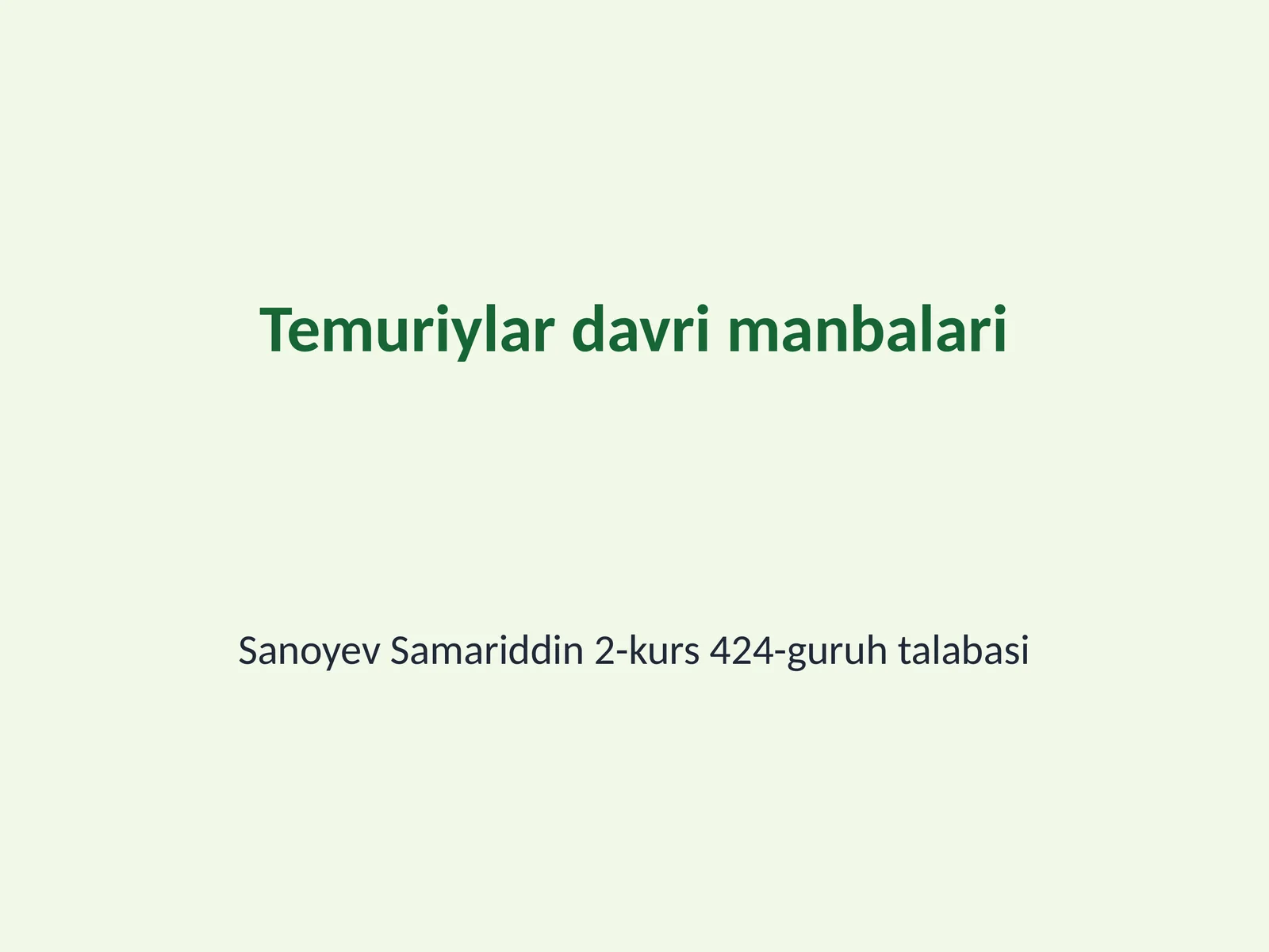 Temuriylar davri manbalari 1