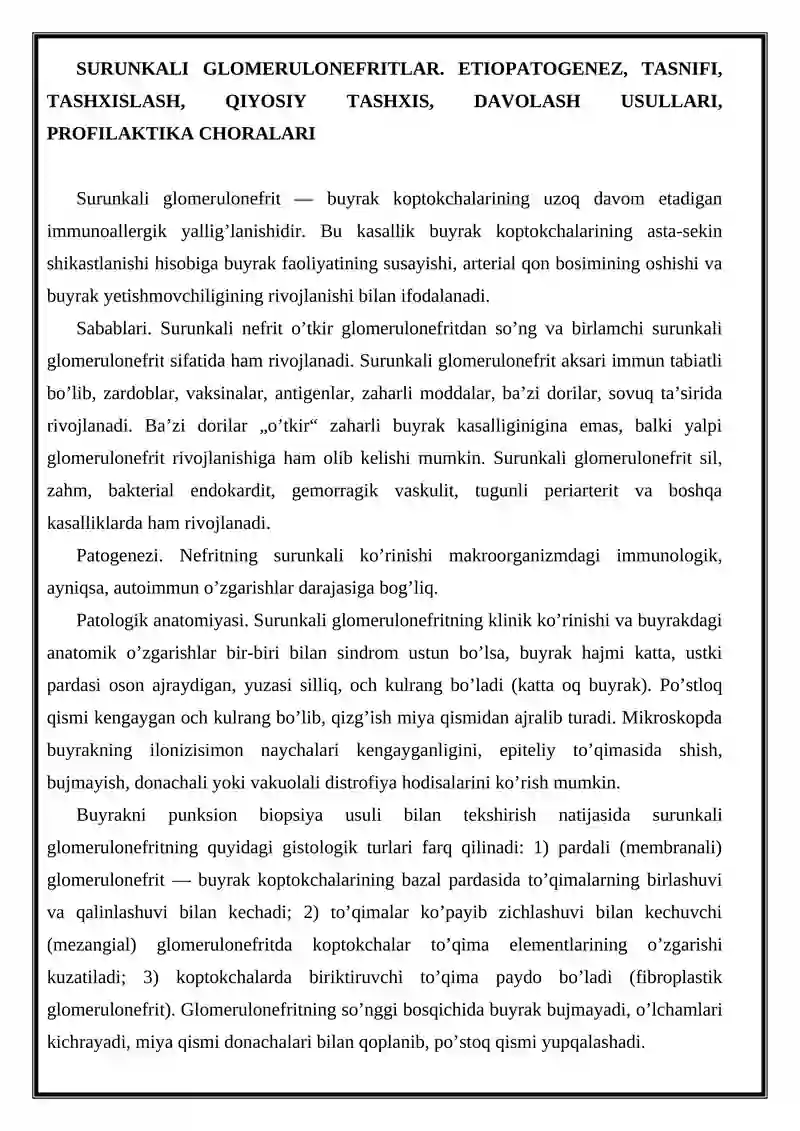 Surunkali Glomerulonefritlar