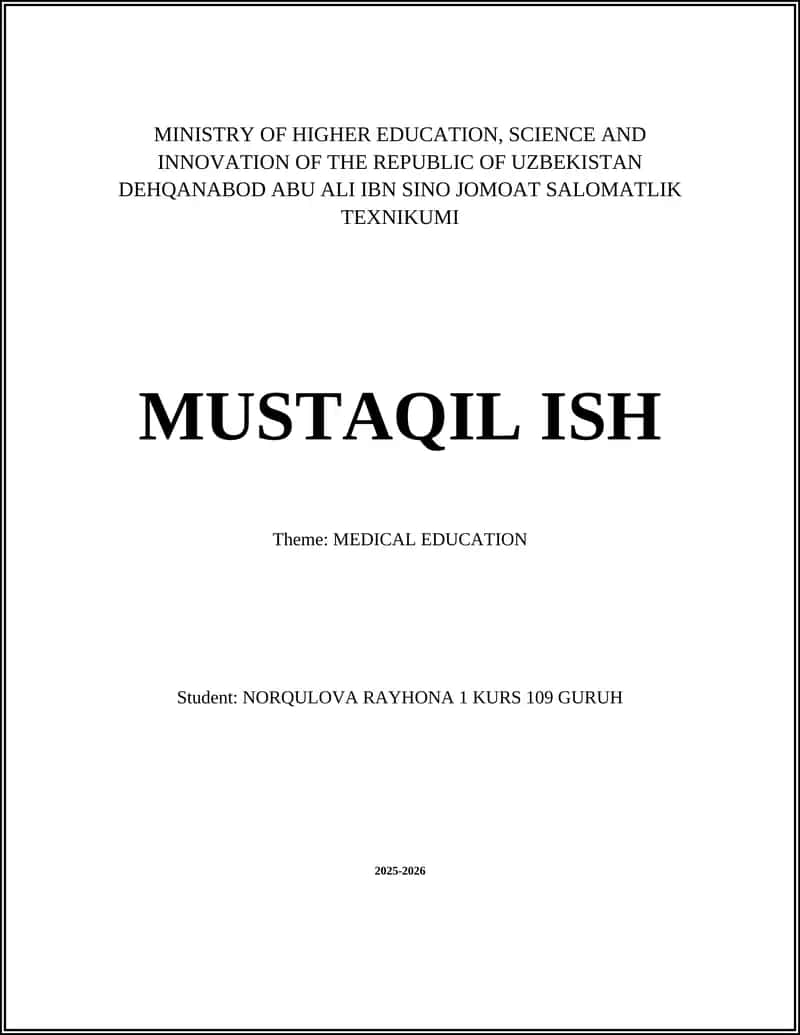 DEHQANABOD ABU ALI IBN SINO JOMOAT SALOMATLIK TEXNIKUMI 1