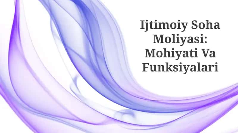 Ijtimoiy Soha Moliyasi: Mohiyati Va Funksiyalari 1