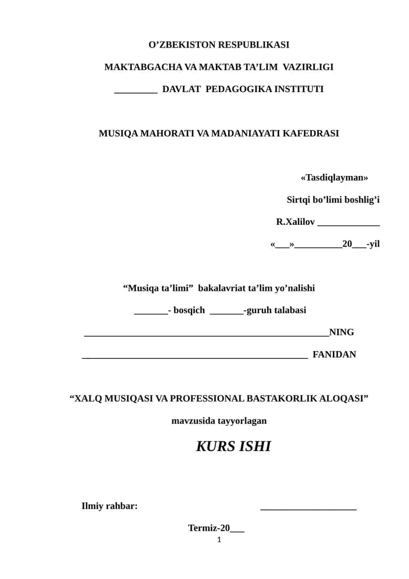 XALQ MUSIQASI VA PROFESSIONAL BASTAKORLIK ALOQASI 1