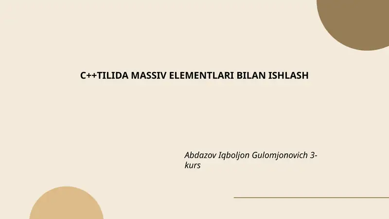 MASSIV ELEMENTLARI BILAN ISHLASH 1