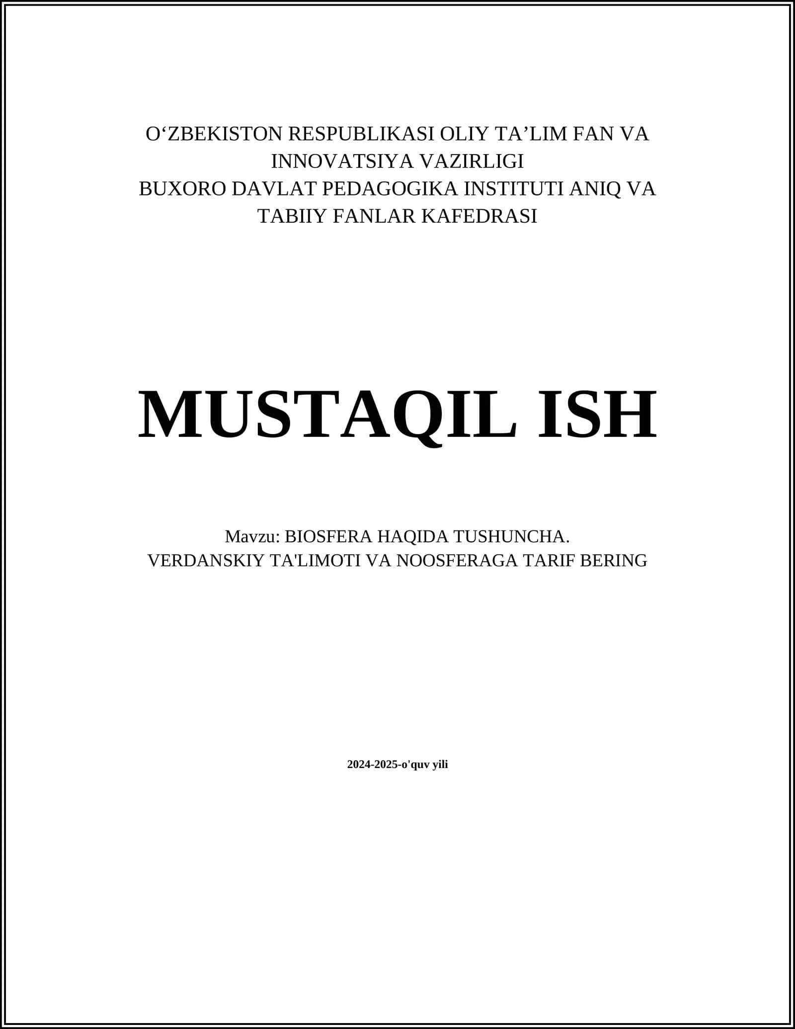 BIOSFERA HAQIDA TUSHUNCHA 1