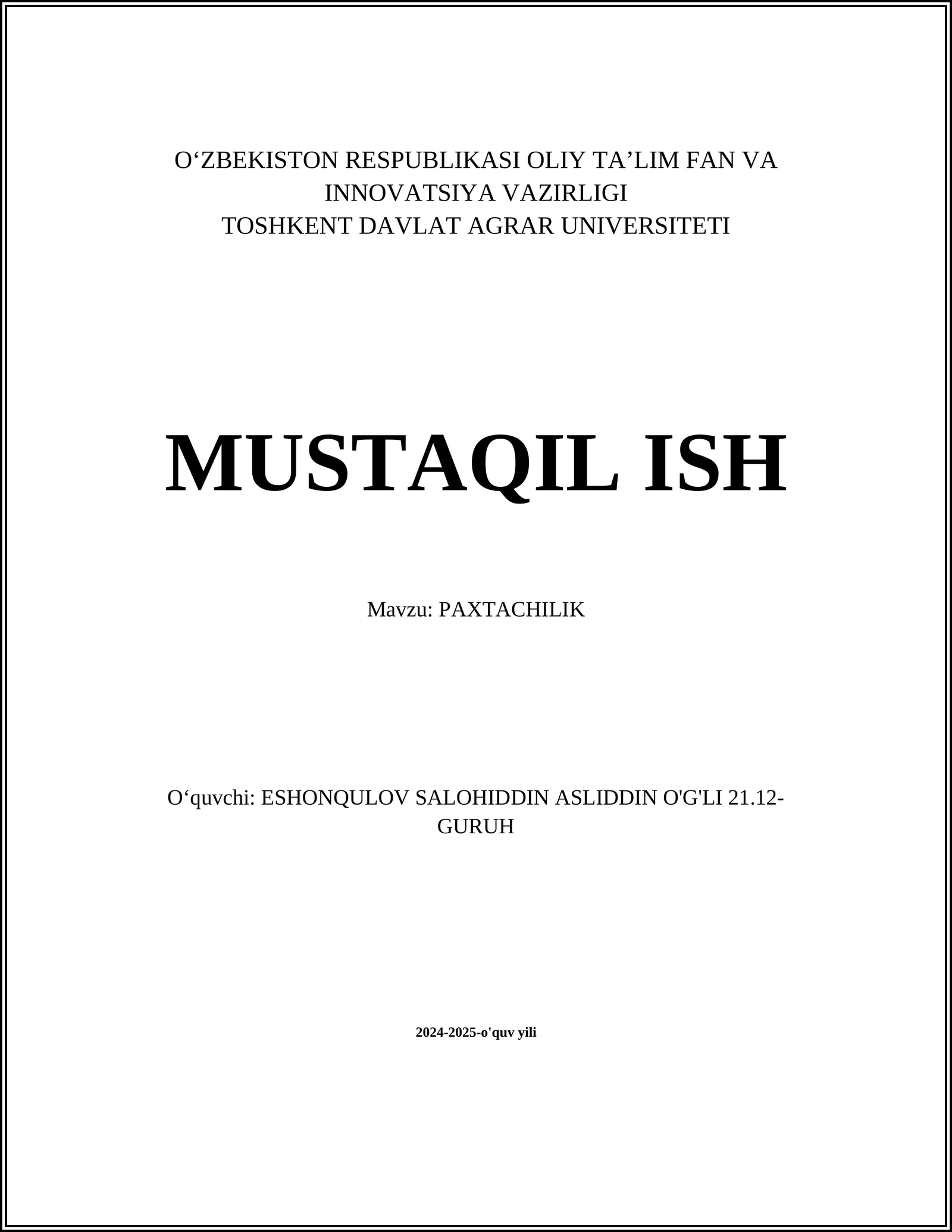 Paxtachilikning tarixi 1