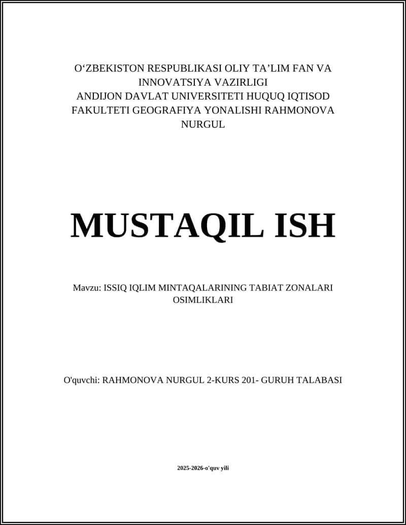 ISSIQ IQLIM MINTAQALARINING TABIAT ZONALARI OSIMLIKLARI 1