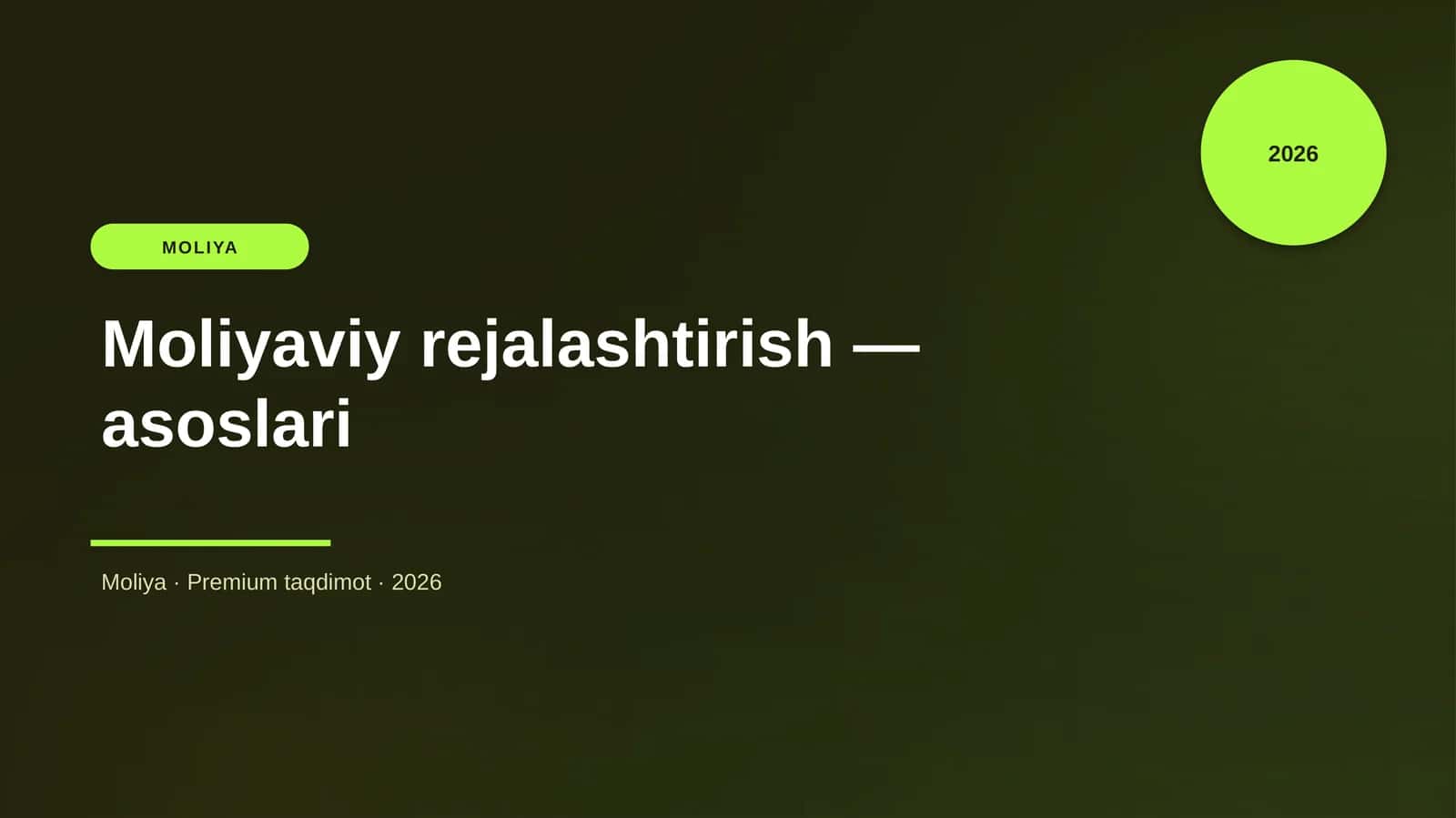 Moliyaviy rejalashtirish — asoslari 1