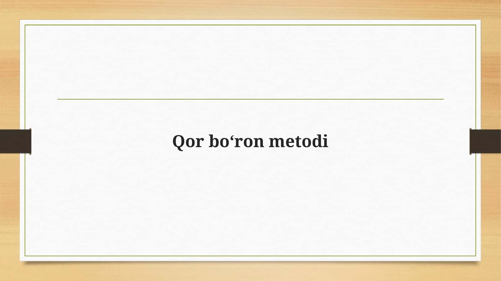 Qor bo‘ron metodi 1