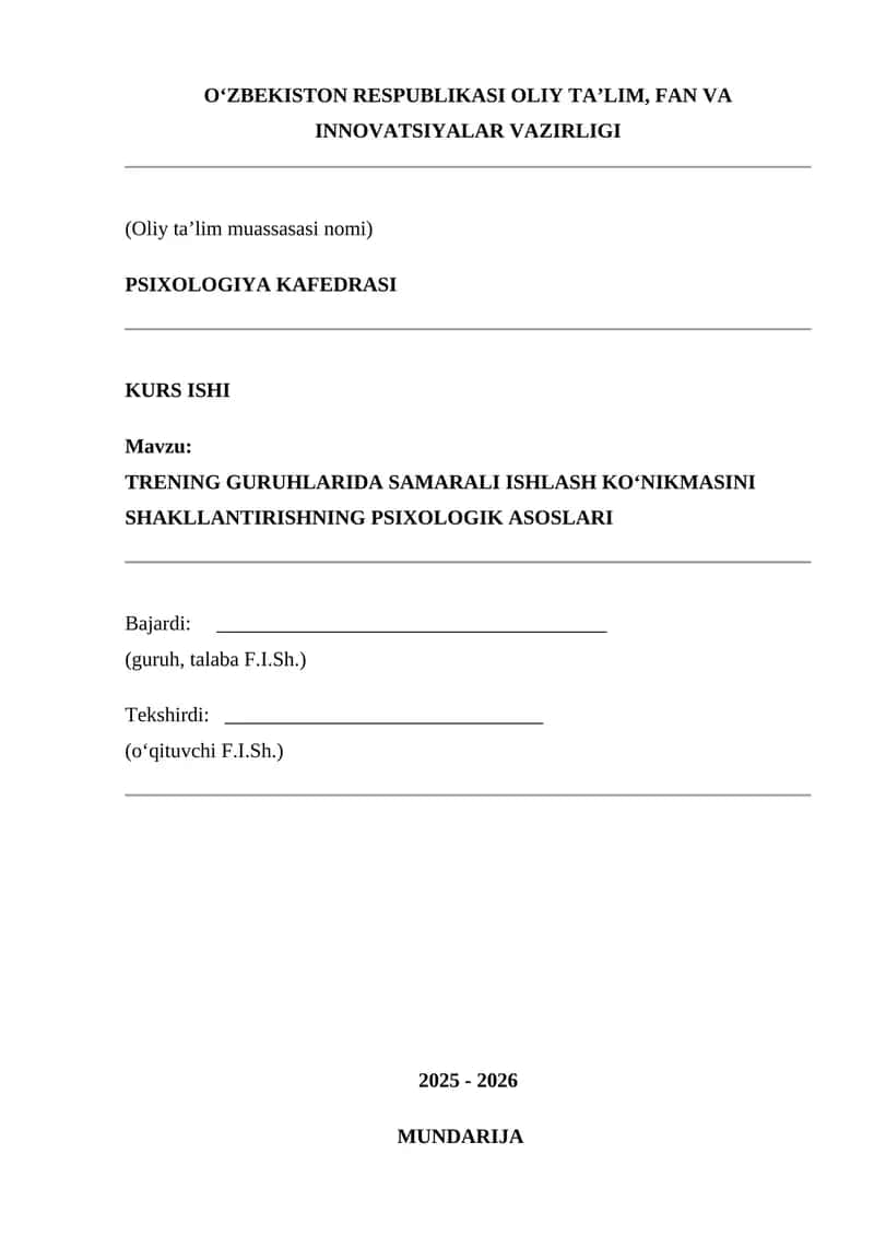 TRENING GURUHLARIDA SAMARALI ISHLASH KO‘NIKMASINI SHAKLLANTIRISHNING PSIXOLOGIK ASOSLARI 1