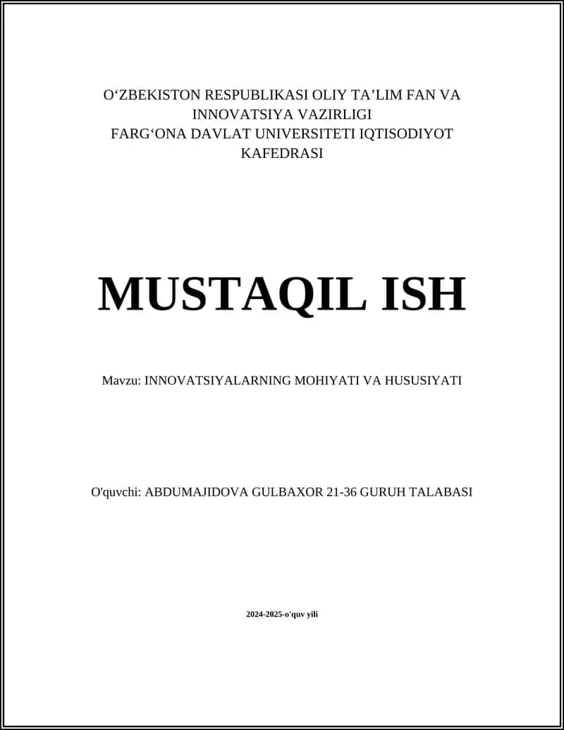 INNOVATSIYALARNING MOHIYATI VA HUSUSIYATI 1