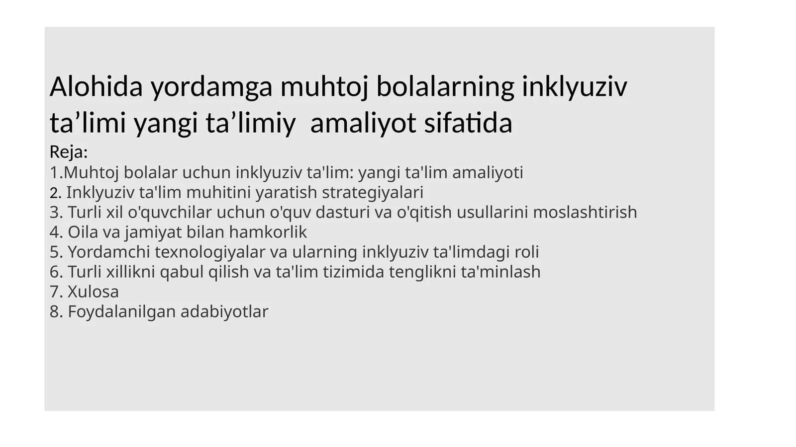 Muhtoj bolalar uchun inklyuziv ta'lim: yangi ta'lim amaliyoti 1