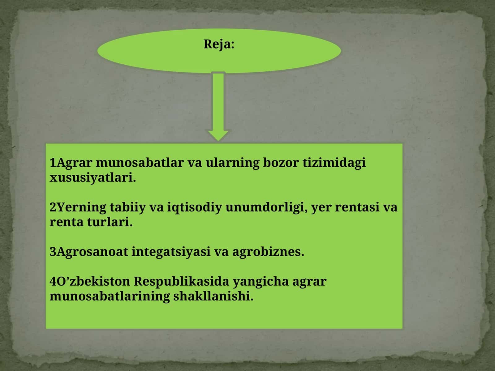 Agrar munosabatlar va ijara haqqi renta 1