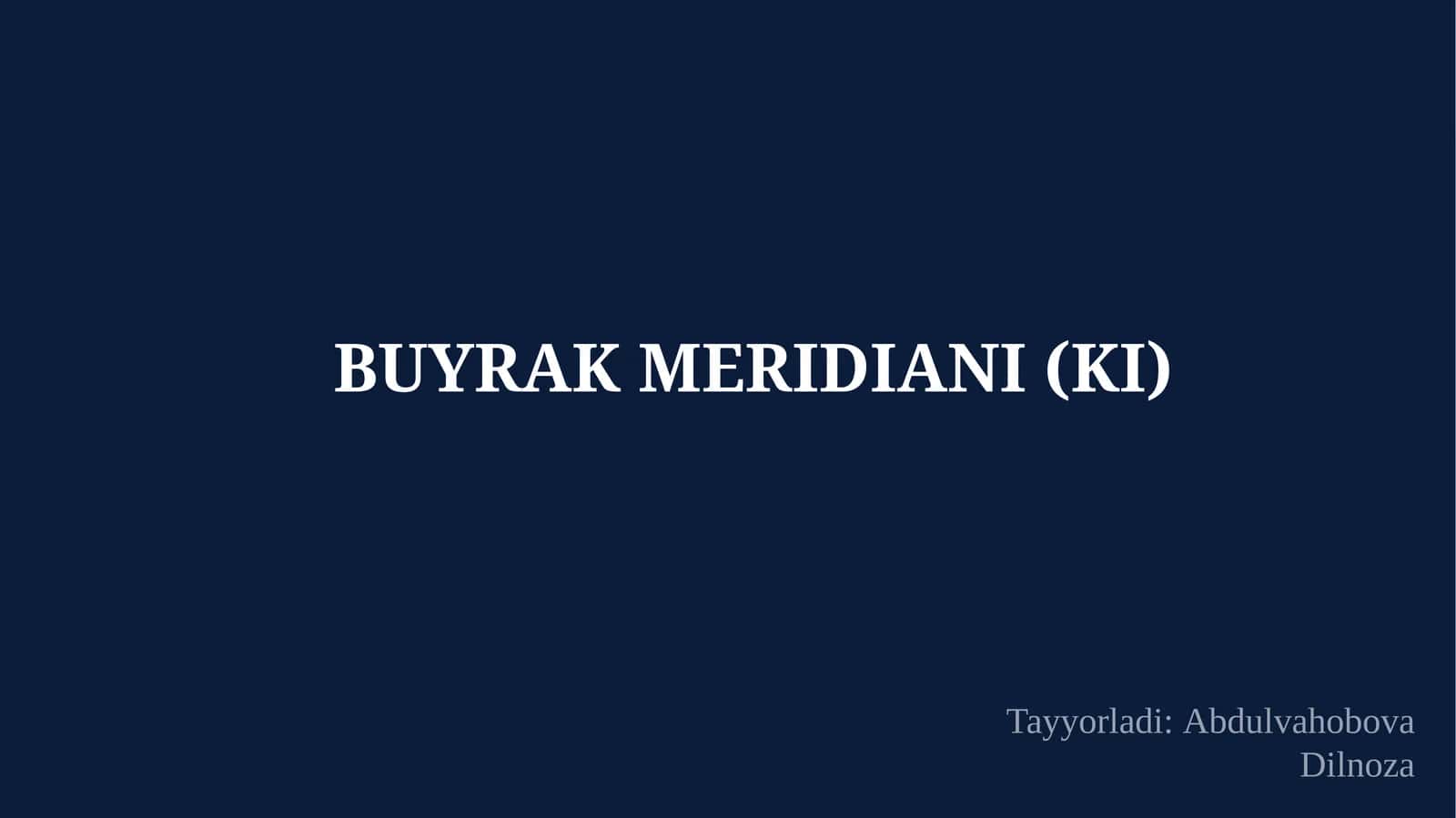BUYRAK MERIDIANI (KI) 1