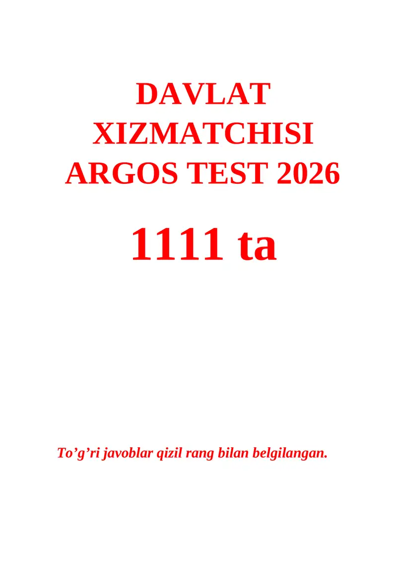 DAVLAT XIZMATCHISI ARGOS TEST 2026 1