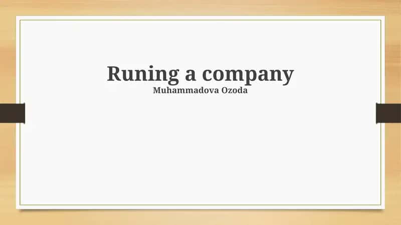 Runing a company 1
