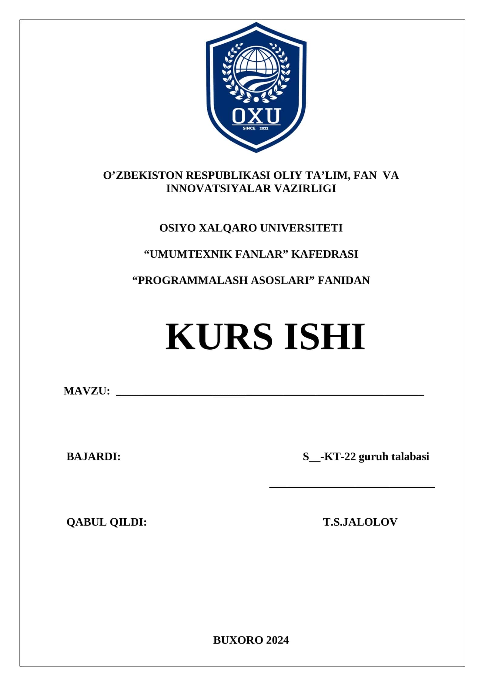 Kurs Ishi: Python va Matematik Operatsiyalar 1