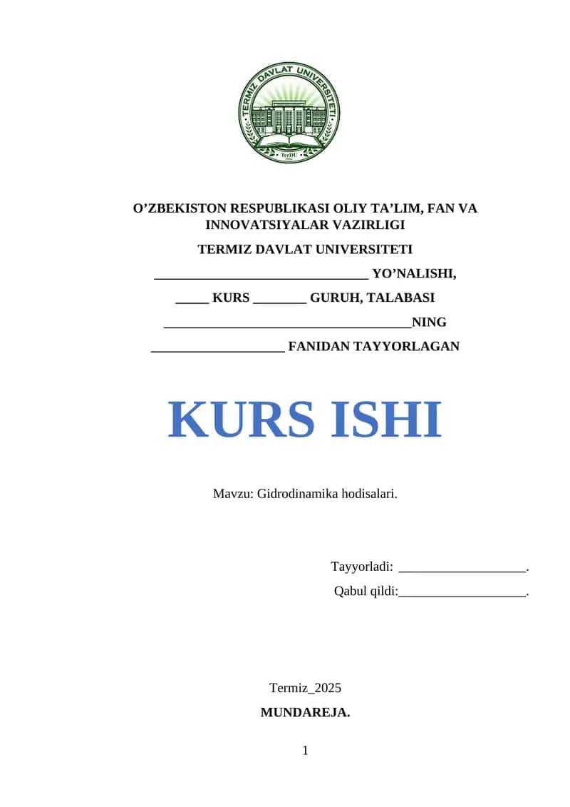 Gidrodinamika hodisalari 1