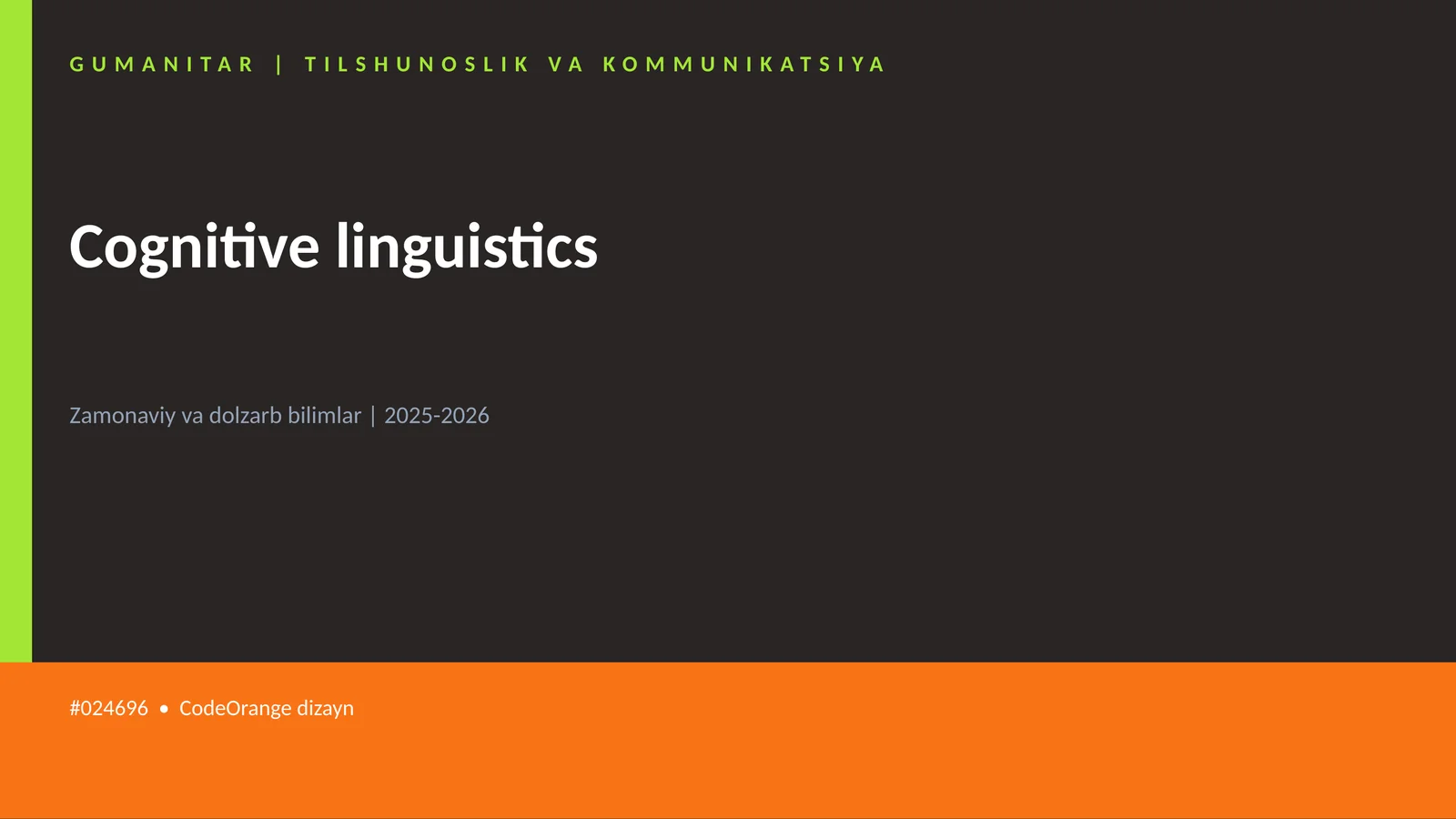 Cognitive linguistics 1