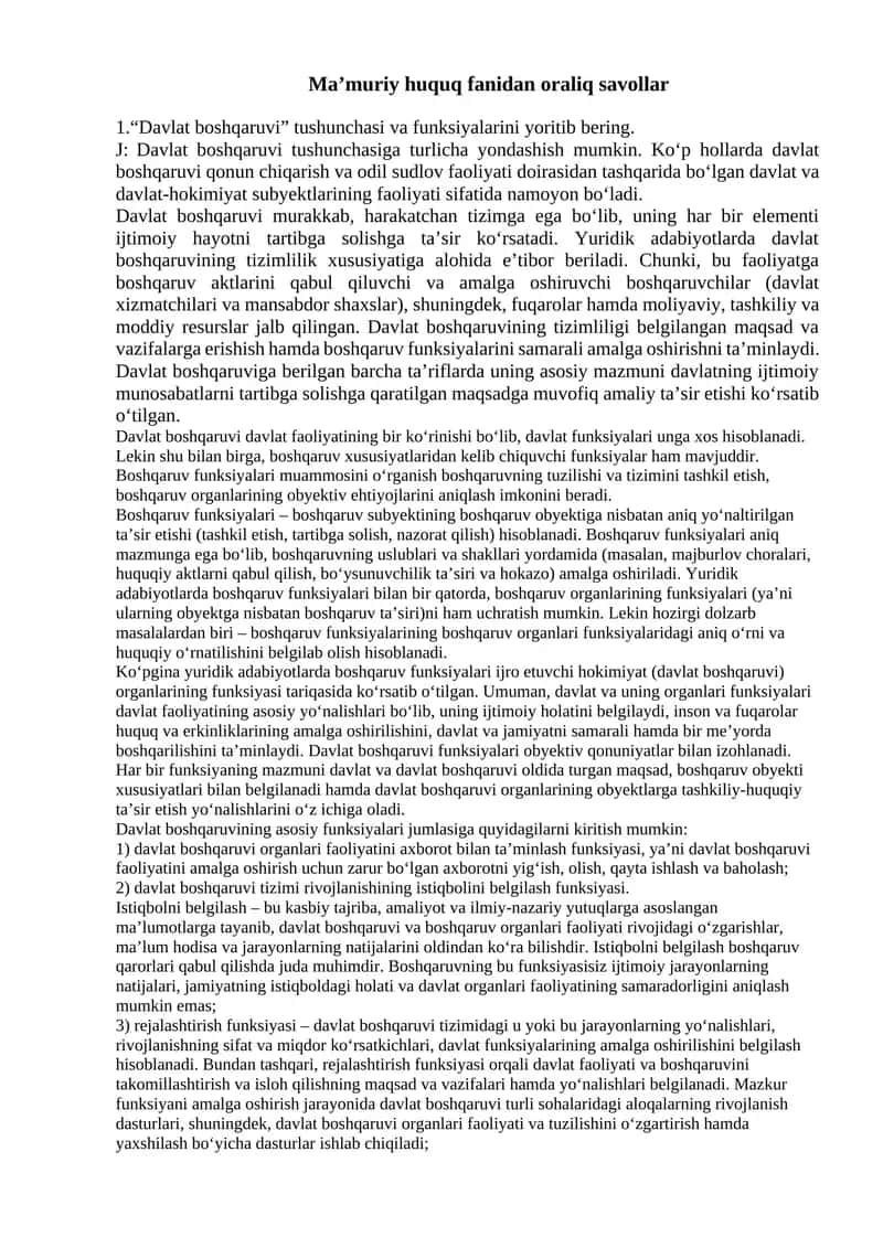 Ma’muriy huquq fanidan oraliq savollar 1