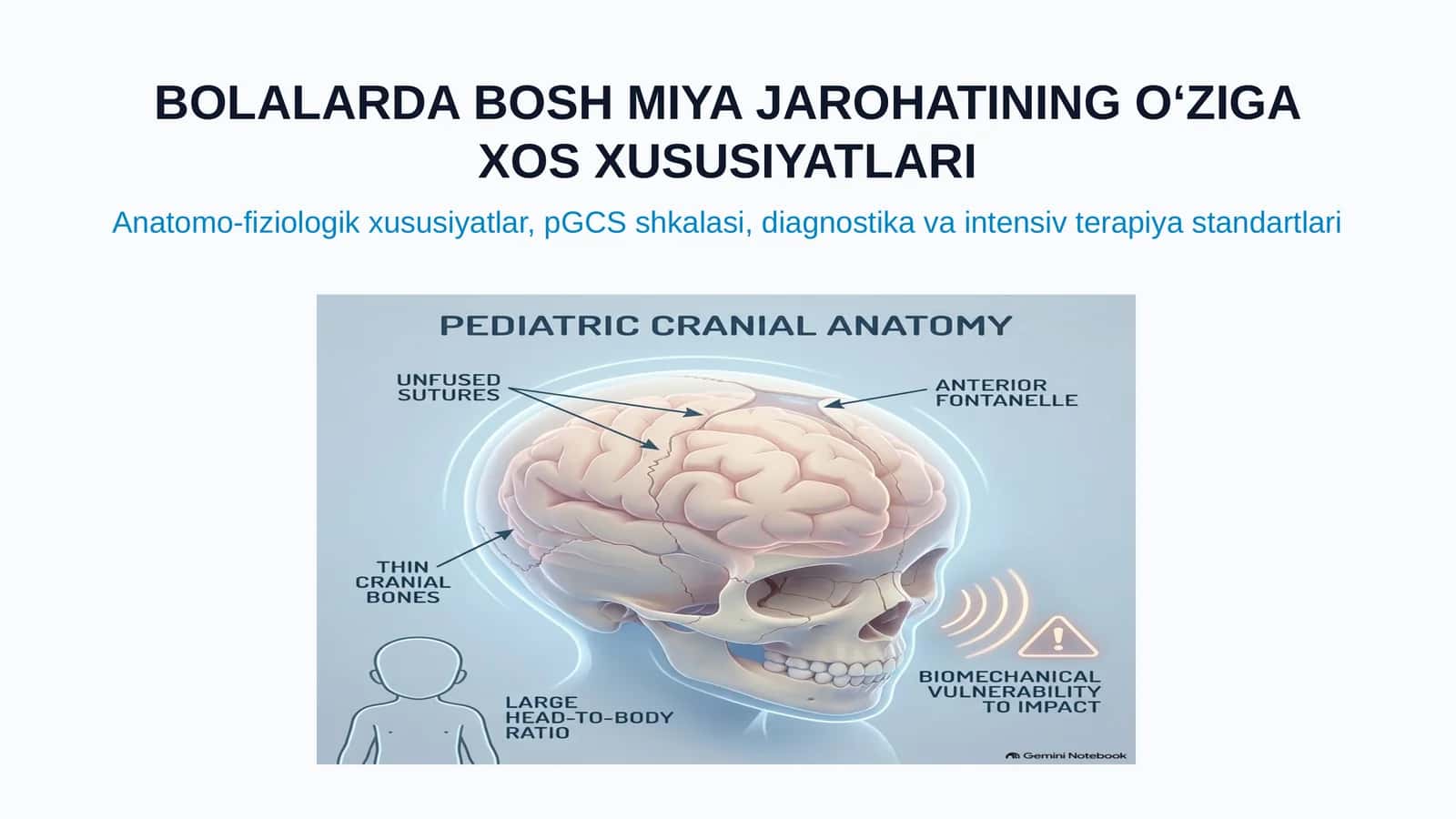Bolalarda bosh miya jarohatlarining o‘ziga xos xususiyatlari — 15 slayd 1