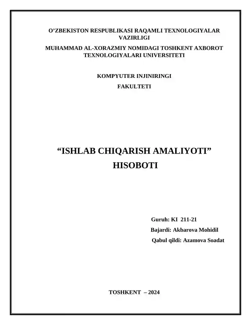 ISHLAB CHIQARISH AMALIYOTI