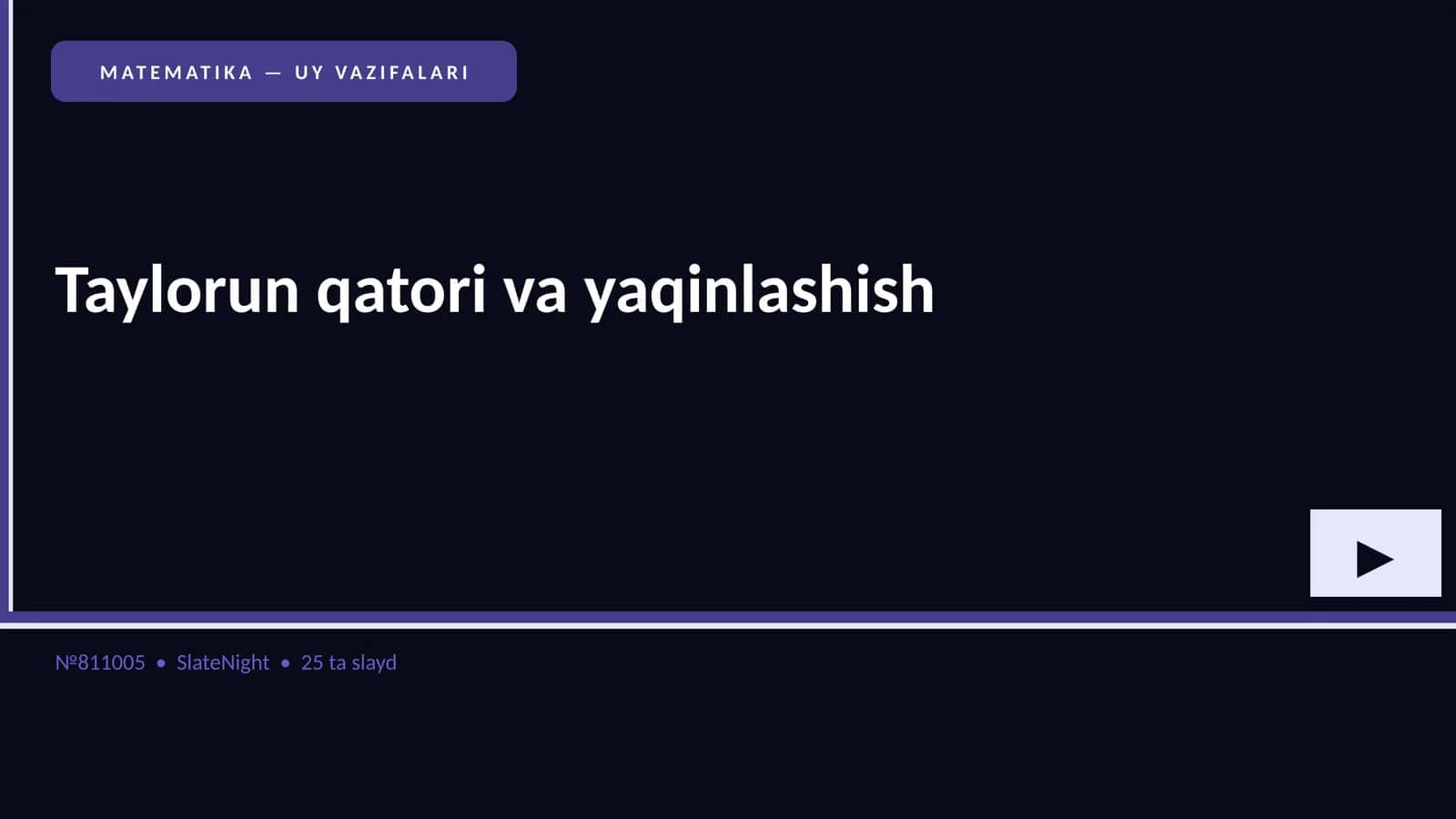 MATEMATIKA — UY VAZIFALARI 1