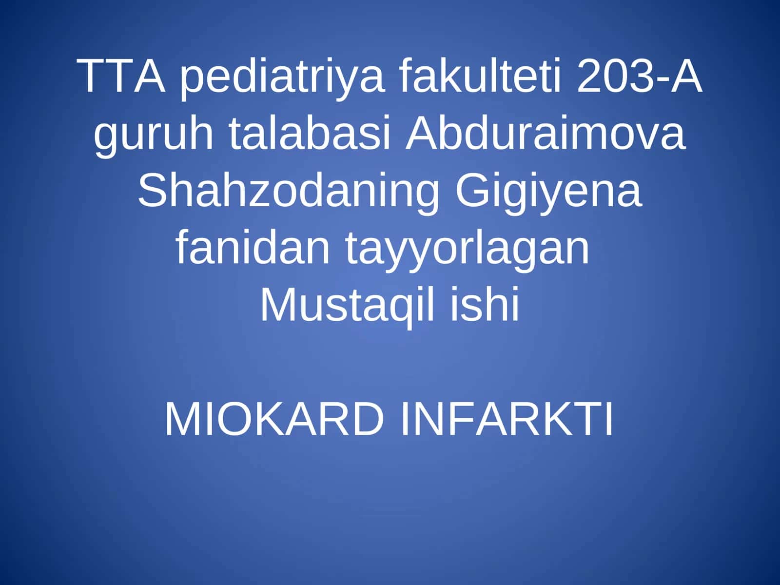 Miokard infarkti YIK 1