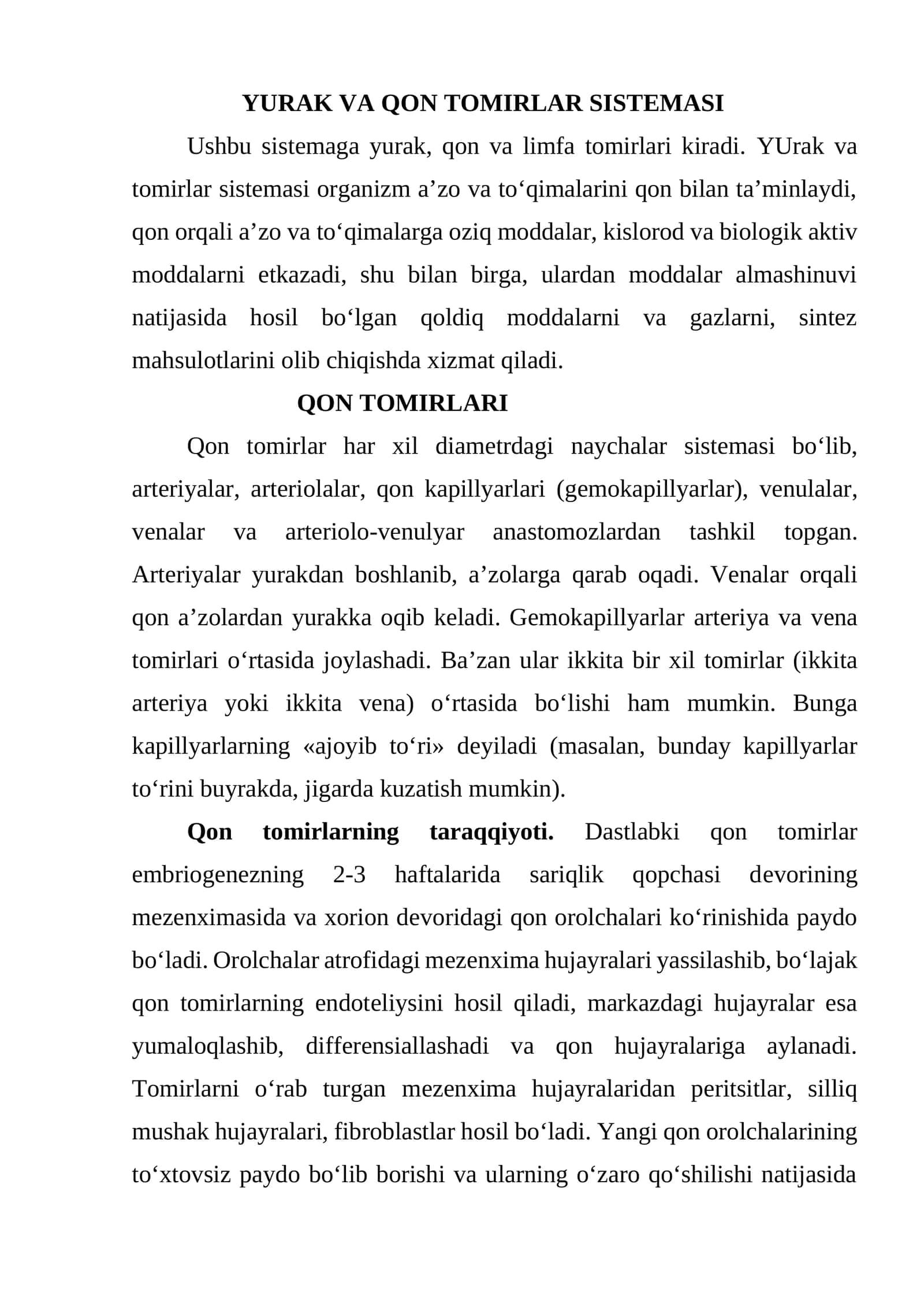YURAK VA QON TOMIRLAR SISTЕMASI 1