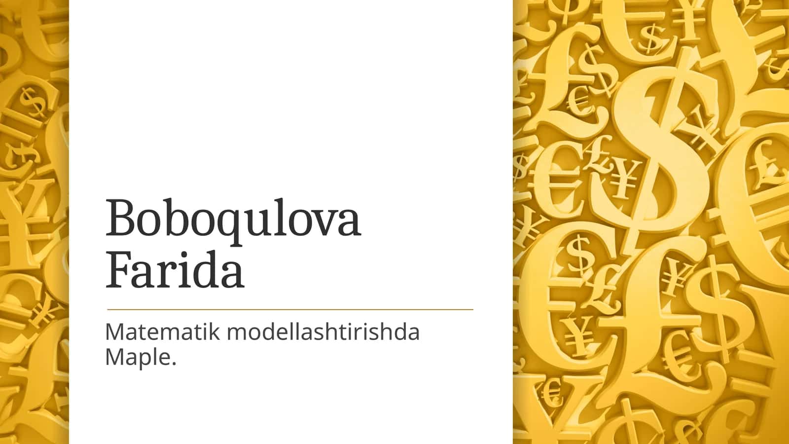 Matematikmodellashtirishda Maple 1