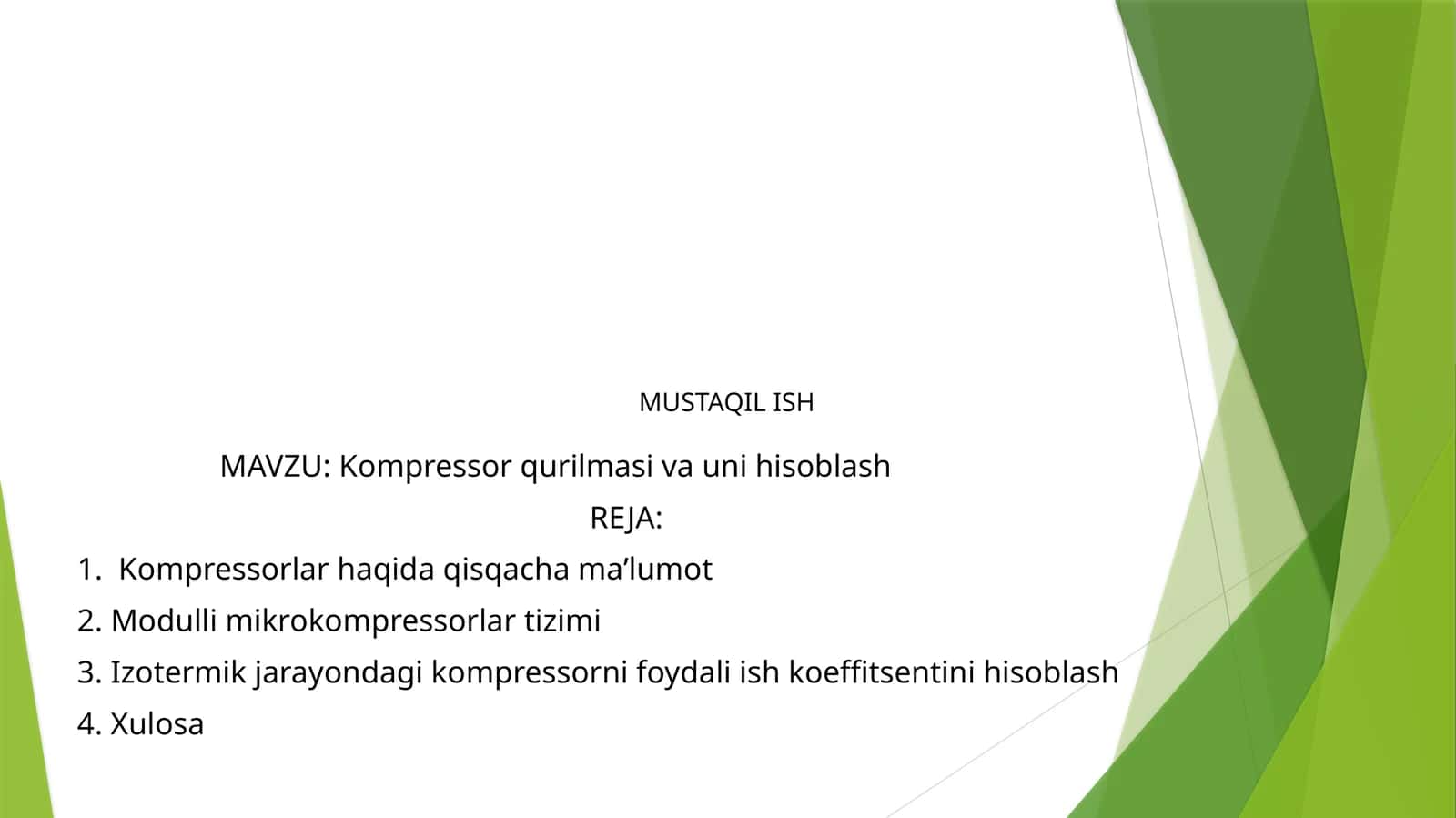 Kompressor qurilmasi va uni hisoblash slayd 1
