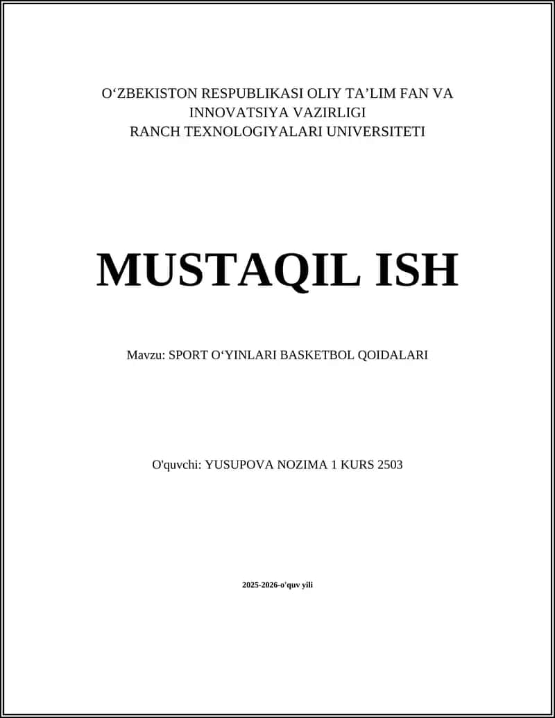 SPORT OʻYINLARI BASKETBOL QOIDALARI 1