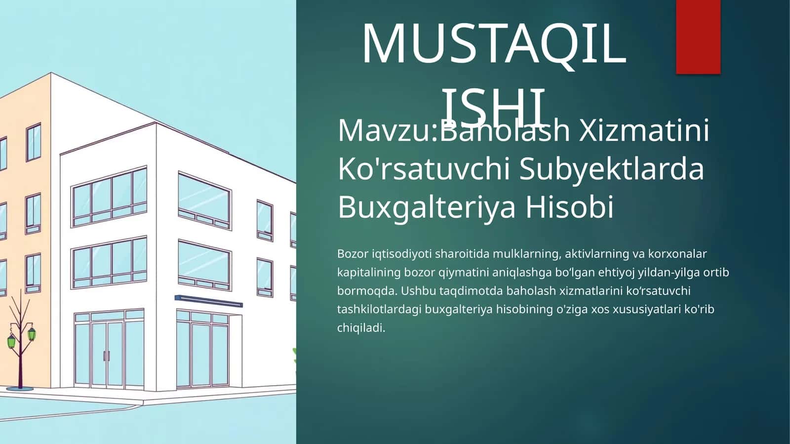 Baholash Xizmatini Ko'rsatuvchi Subyektlarda Buxgalteriya Hisobi 1