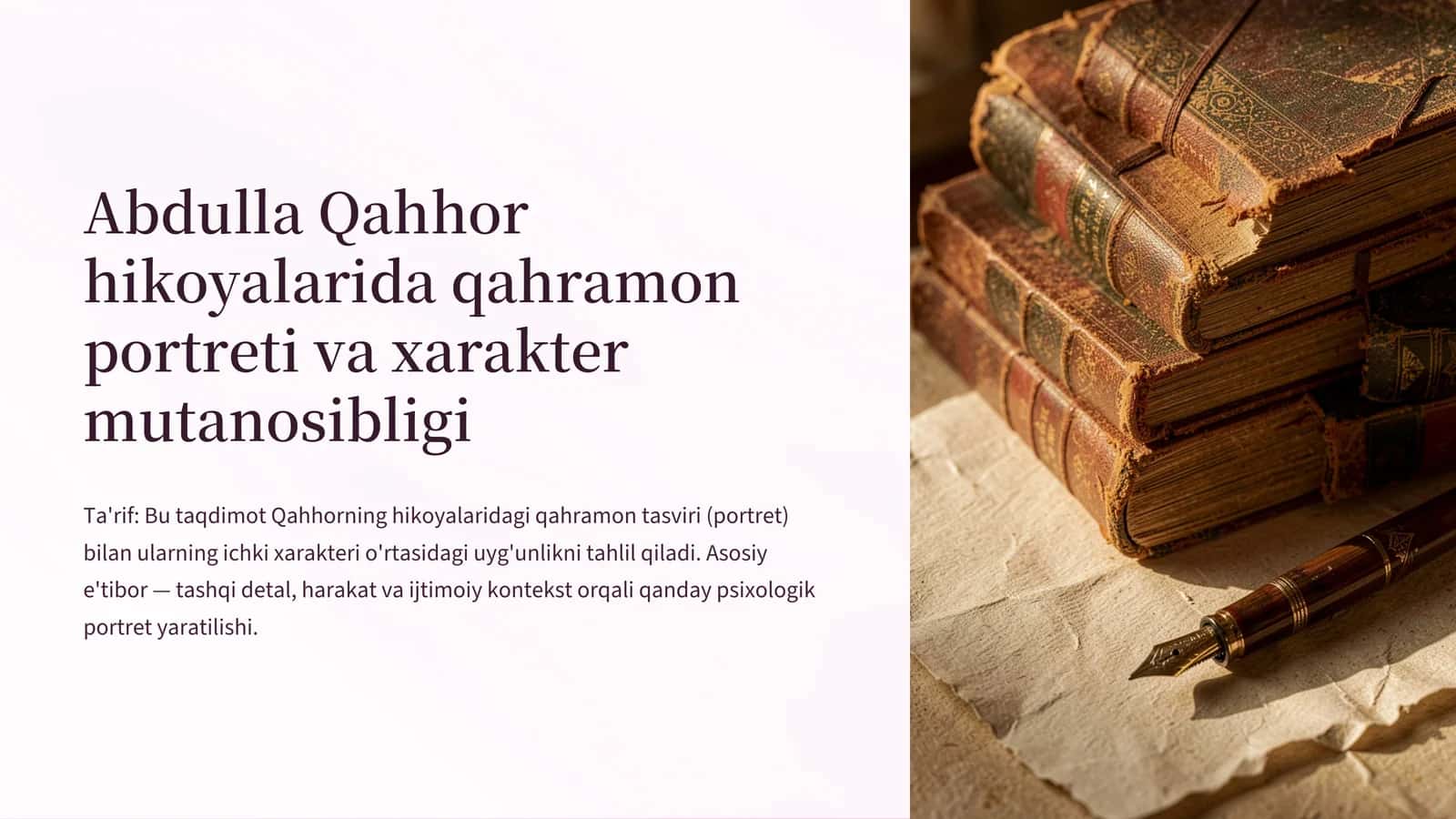 Abdulla Qahhor hikoyalarida qahramon portreti va xarakter mutonosibligi 1