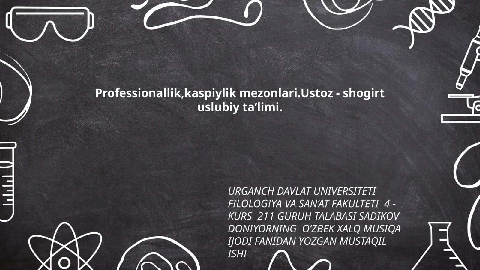 O‘ZBEK XALQ MUSIQA IJODI FANIDAN YOZGAN MUSTAQIL ISHI 1