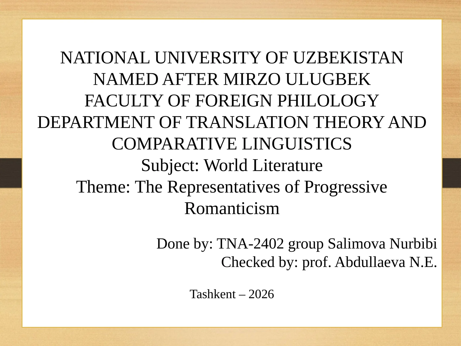 The Representatives of Progressive Romanticism 1