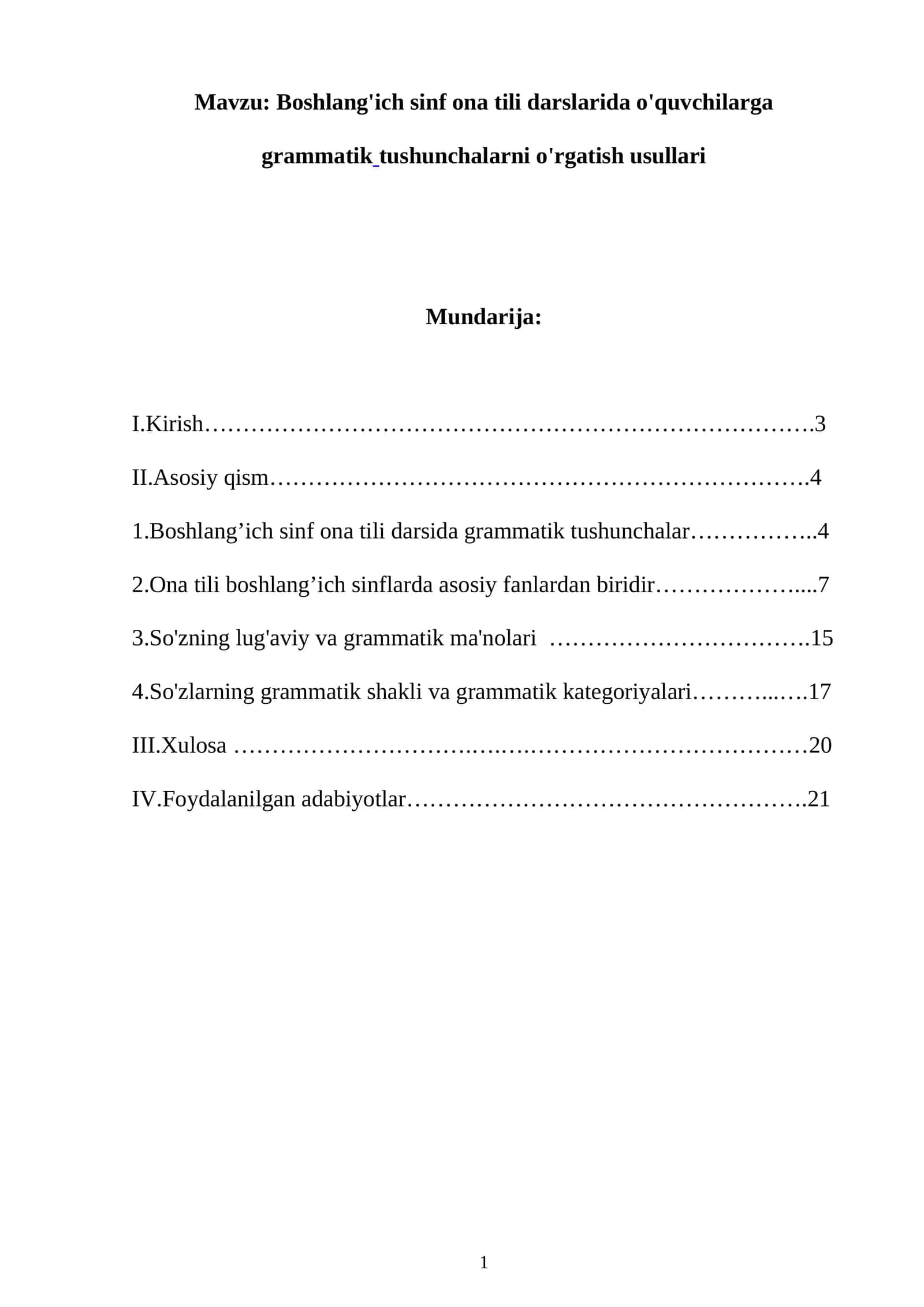 Boshlang'ich sinf ona tili darslarida o'quvchilarga grammatiktushunchalarni o'rgatish usullari 1
