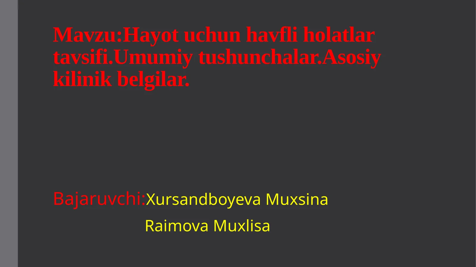 Shoshilinch holatlarda birinchi yordam koʻrsatish tartibi haqida 1