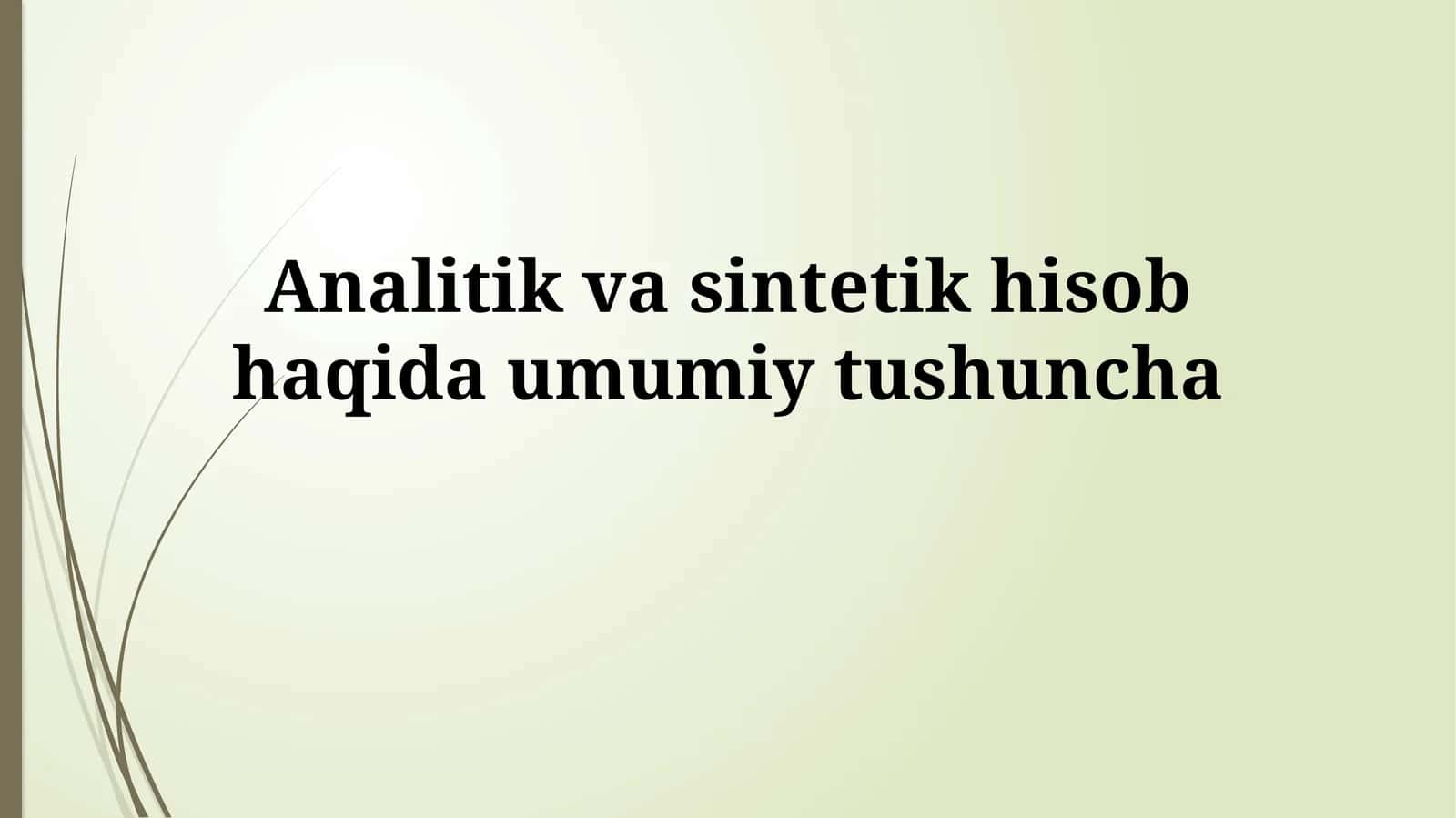 Tahliliy Buxgalteriya Hisobining Mohiyati 1