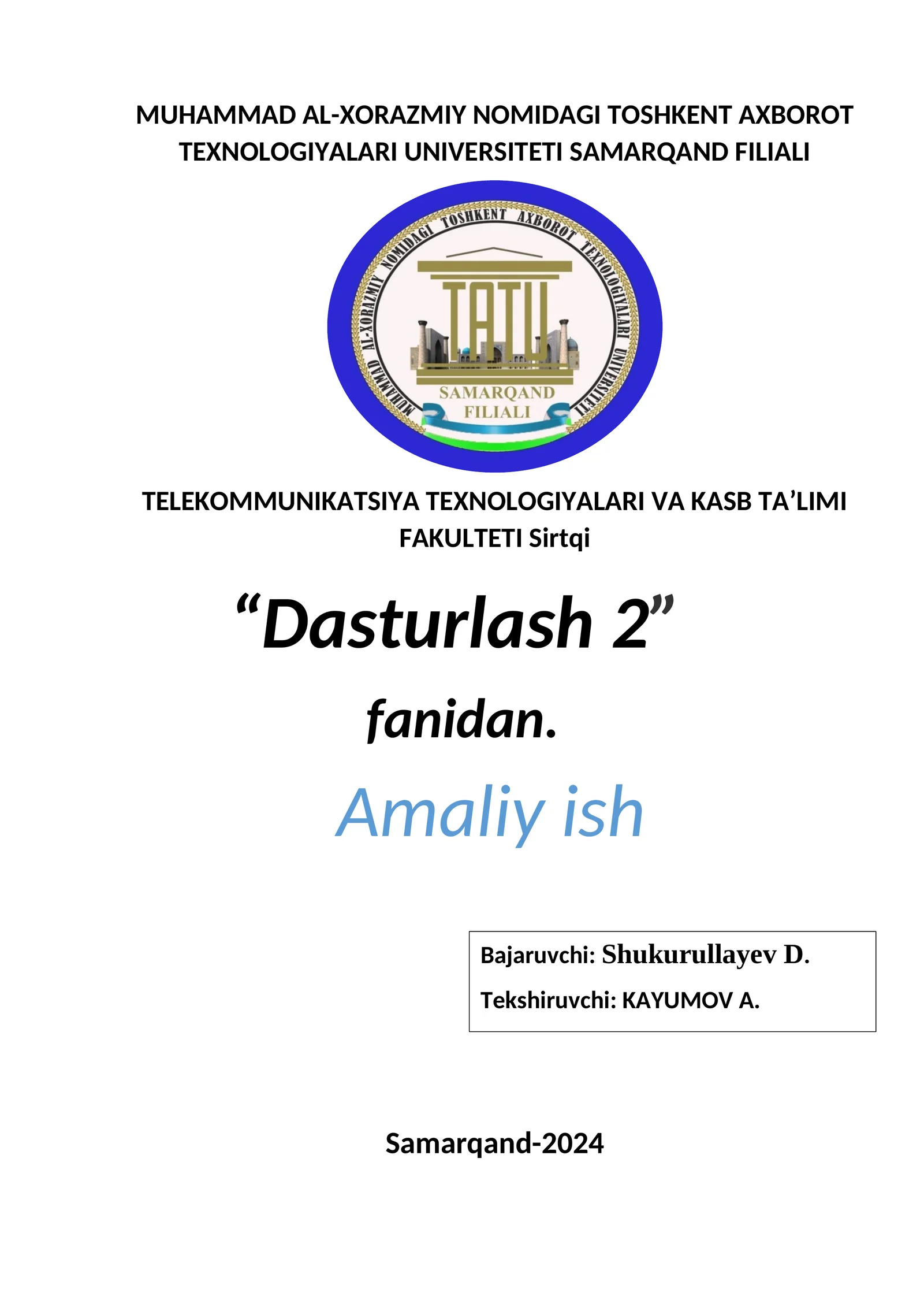 TARMOQLANUVCHI DASTURLASH 1