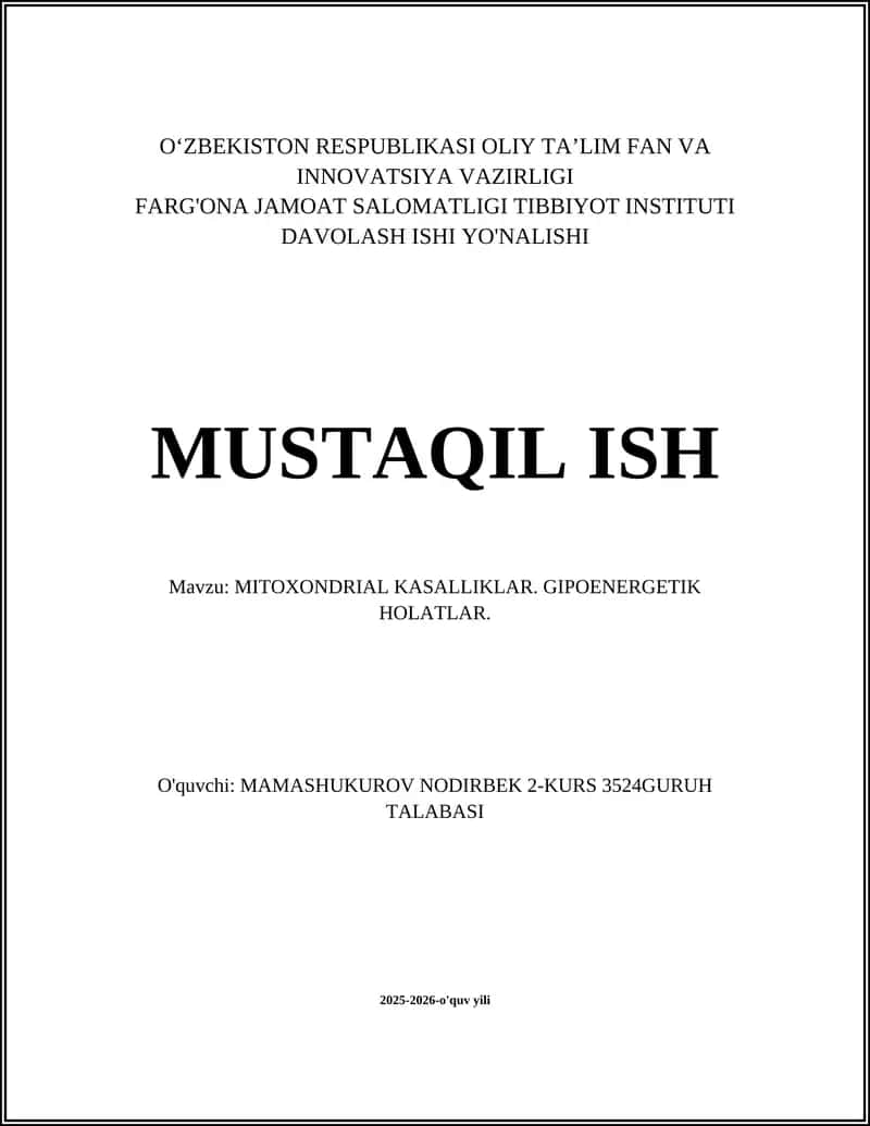 MITOXONDRIAL KASALLIKLAR 1