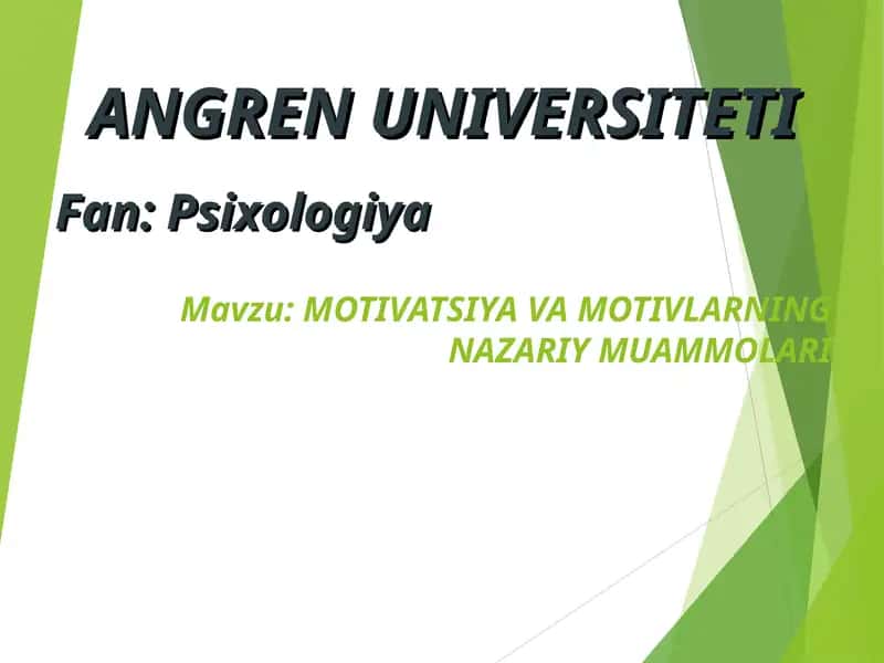 MOTIVATSIYA VA MOTIVLARNING NAZARIY MUAMMOLARI 1