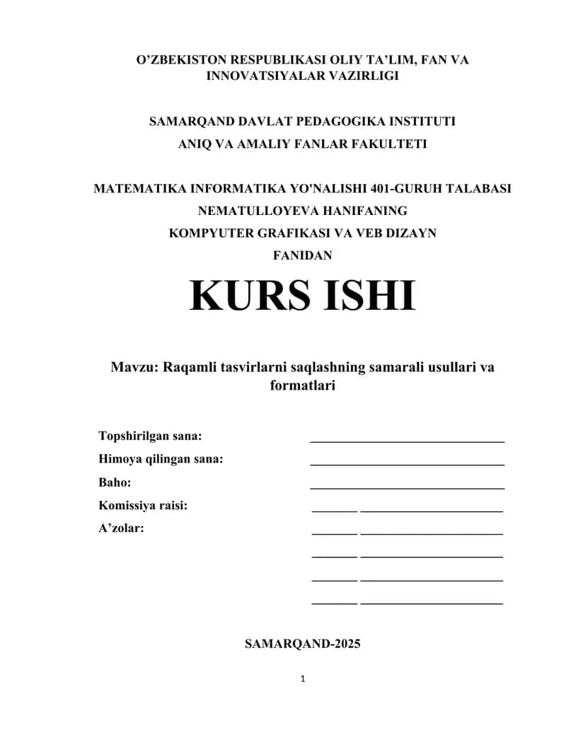 Kompyuter grafikasi va veb dizayn 1