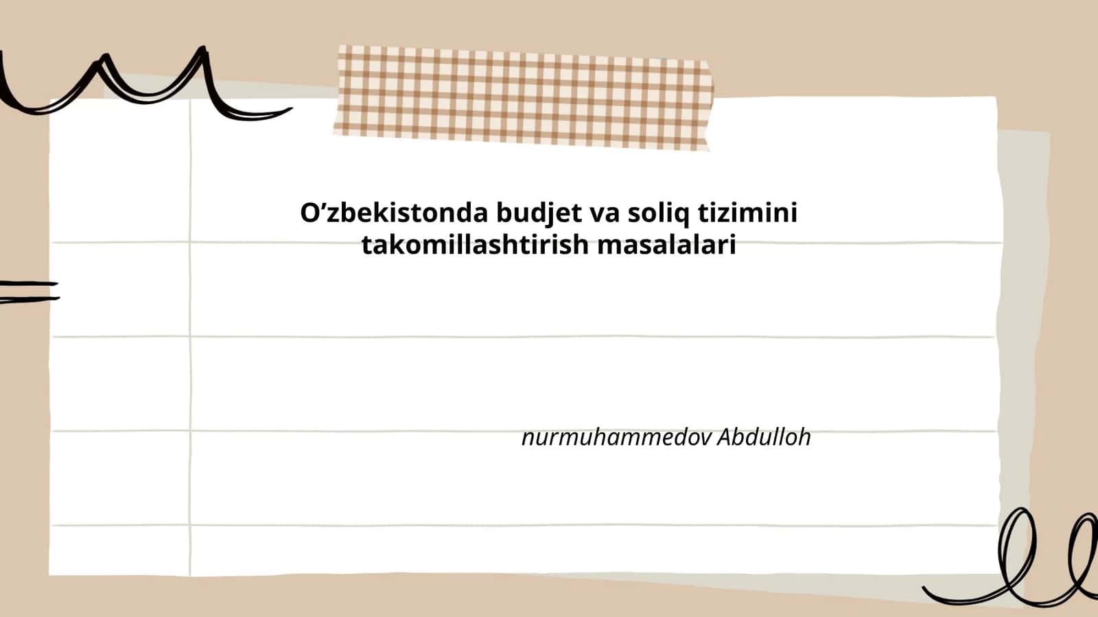 O'zbekistonda budjet va soliq tizimini takomillashtirish masalalari 1