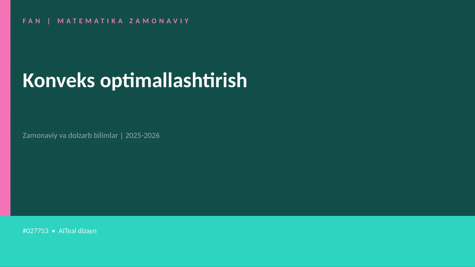 Konveks optimallashtirish 1