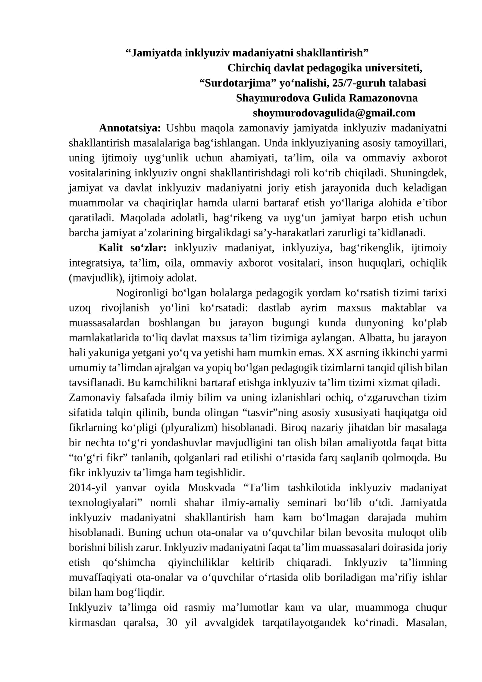 Jamiyatda inklyuziv madaniyatni shakllantirish 1