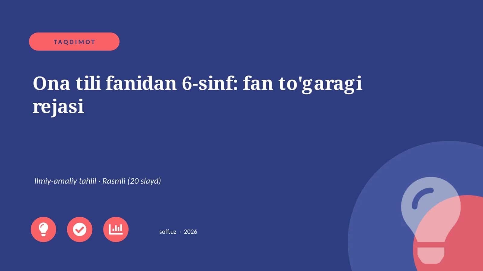 Ona tili fanidan 6-sinf: fan to'garagi rejasi 1