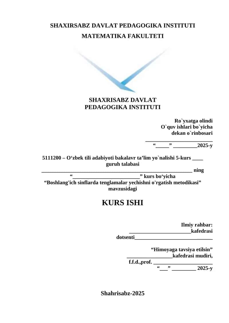 Boshlang'ich sinflarda algebraik tafakkurni rivojlantirish yo‘llari 1