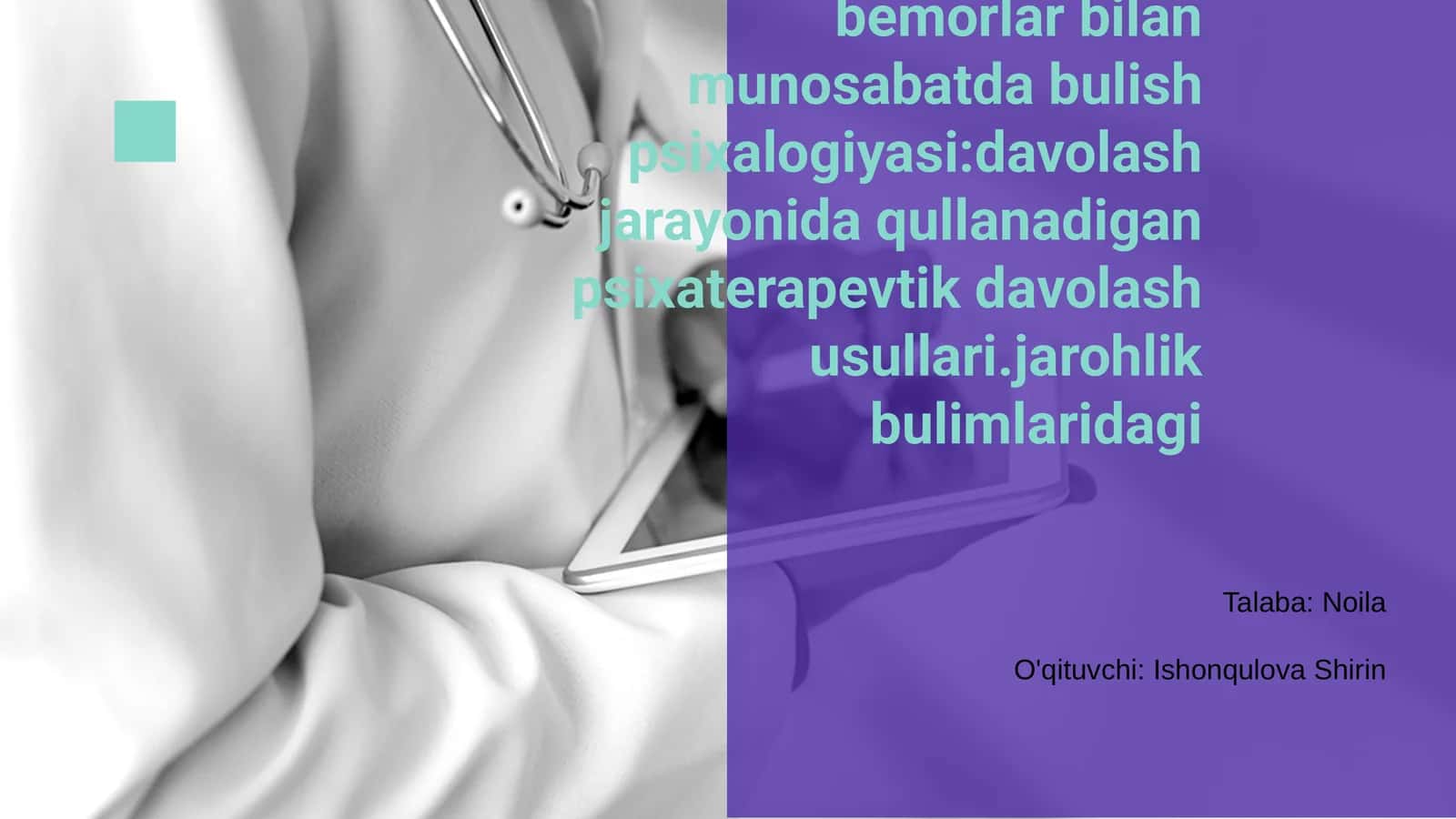 Jarohlik bulimlaridagi bemorlar bilan munosabatda bulish psixalogiyasi 1